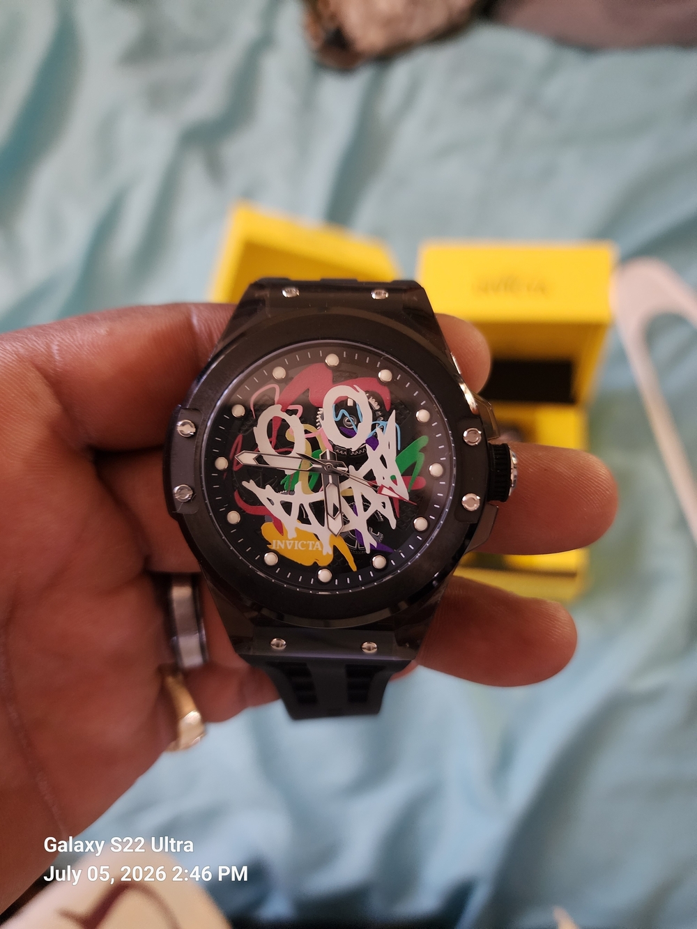 Invicta Black Graffiti Dial Sport Watch 45mm